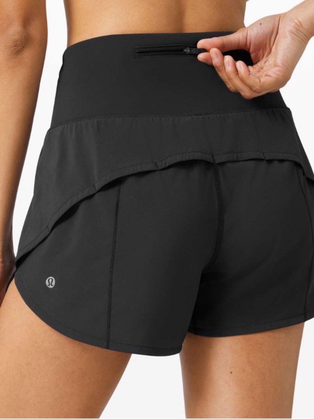 Lululemon Speed Up Short Long High-Rise 4" in Black.